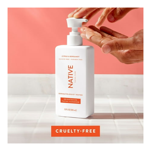 Native Brightening Facial Cleanser, for All Skin Types, Paraben Free, 12 oz