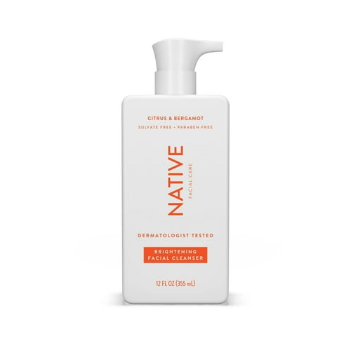 Native Brightening Facial Cleanser, for All Skin Types, Paraben Free, 12 oz