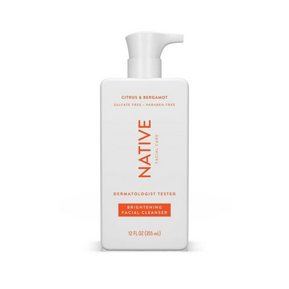 Native Brightening Facial Cleanser, for All Skin Types, Paraben Free, 12 oz