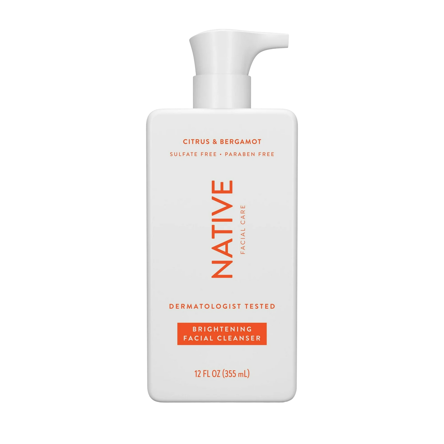 Native Brightening Facial Cleanser, for All Skin Types, Paraben Free, 12 oz