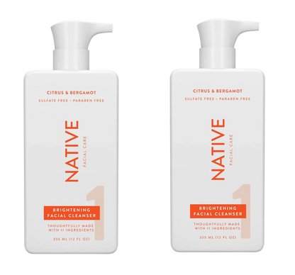 Native Brightening Facial Cleanser, for All Skin Types, Paraben Free, 12 oz - 2 Pack
