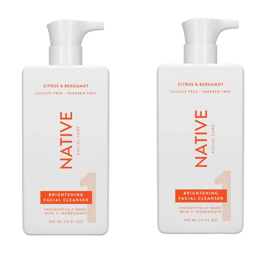 Native Brightening Facial Cleanser, for All Skin Types, Paraben Free, 12 oz - 2 Pack
