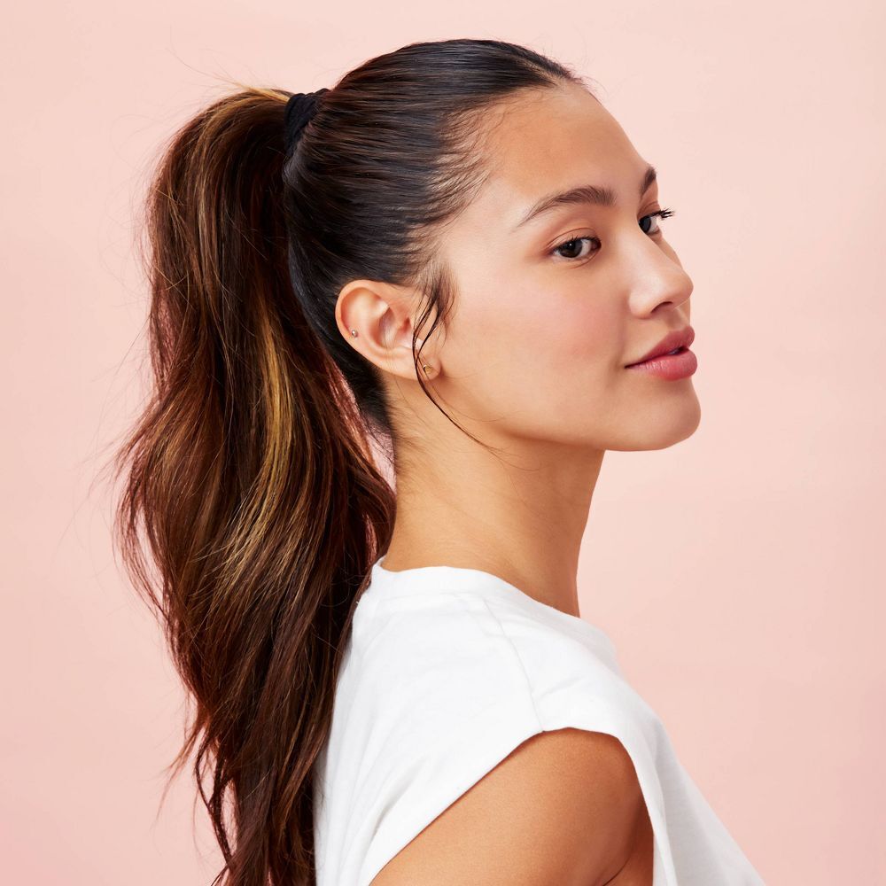 10 Scunci No Damage Thick Hair All Day Strong Hold Hosiery Ponytailers, Black