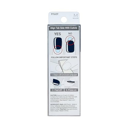 KISS imPRESS Color No Glue Mani 30 Pcs Press On Nails, Navy, Dark Blue, Medium Size, Coffin Shape, Simple Peel & Press Easy Apply, Hassel-Free Removal, Essential Tools Included