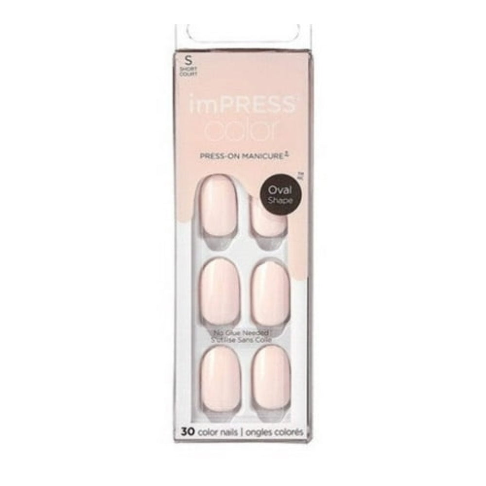 KISS ImPRESS Color Press-on Nails, Tulips, Short Size, 30 Nails, Squoval Shape
