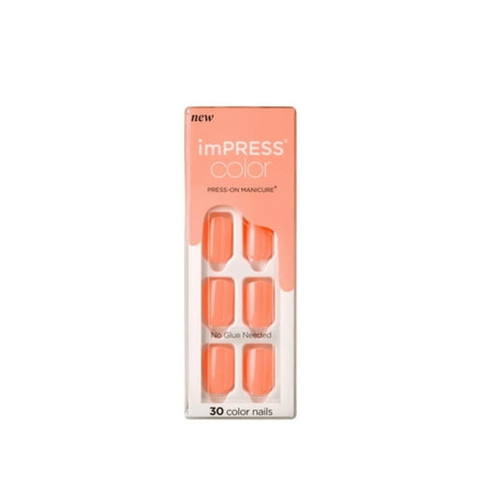 KISS imPRESS Color Press-On Nails, 'Orange Squeeze', 30 nails
