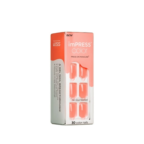 KISS imPRESS Color Press-On Nails, 'Orange Squeeze', 30 nails