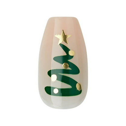 imPRESS Holiday Press-On Nails, Cozy Comfort, Green, Medium Length, Coffin Shape, 30 Ct.