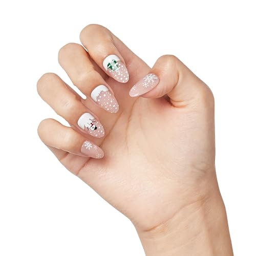 imPRESS imPRESS Design Press-On Nails, Love at frost sight, Neutral, Medium Size, Almond Shape, 30 Nails, Prep Pad, Instructions Sheet, 1 Manicure Stick, 1 Mini File