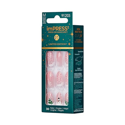 imPRESS imPRESS Design Press-On Nails, Love at frost sight, Neutral, Medium Size, Almond Shape, 30 Nails, Prep Pad, Instructions Sheet, 1 Manicure Stick, 1 Mini File