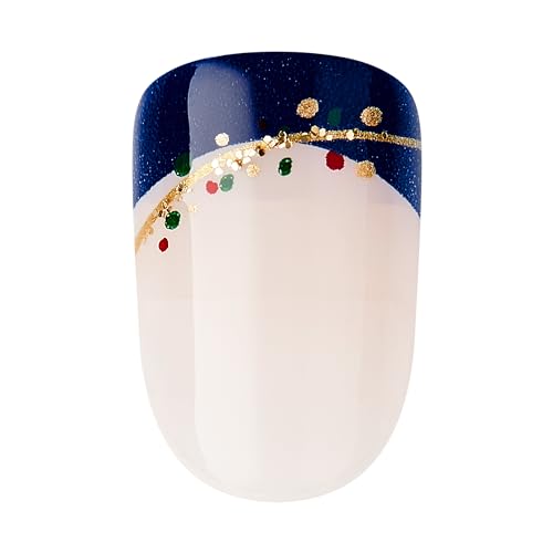 imPRESS imPRESS Design Press-On Nails, Very Merry, Neutral, Short Size, Squoval Shape, 30 Nails, Prep Pad, Instructions Sheet, 1 Manicure Stick, 1 Mini File