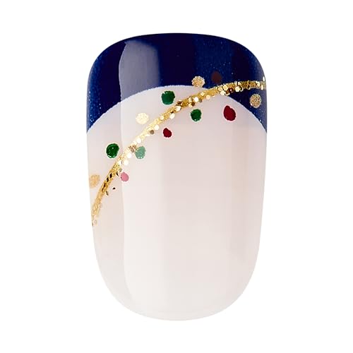 imPRESS imPRESS Design Press-On Nails, Very Merry, Neutral, Short Size, Squoval Shape, 30 Nails, Prep Pad, Instructions Sheet, 1 Manicure Stick, 1 Mini File
