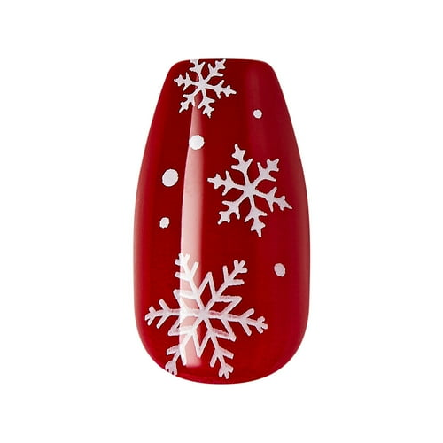imPRESS Holiday Press-On Nails, Truth or Dear, Red, Medium Length, Coffin Shape, 30 Ct.
