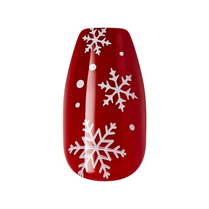imPRESS Holiday Press-On Nails, Truth or Dear, Red, Medium Length, Coffin Shape, 30 Ct.