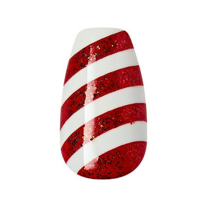 imPRESS Holiday Press-On Nails, Truth or Dear, Red, Medium Length, Coffin Shape, 30 Ct.