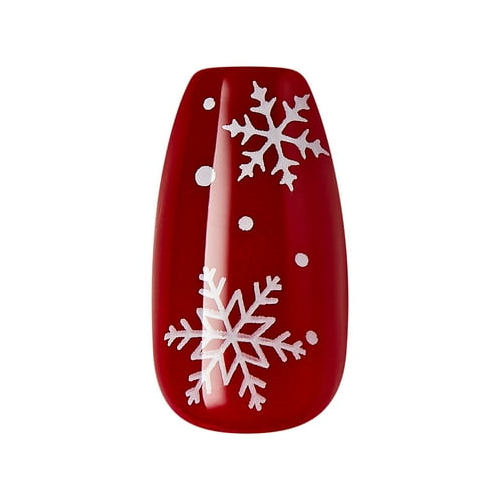 imPRESS Holiday Press-On Nails, Truth or Dear, Red, Medium Length, Coffin Shape, 30 Ct.