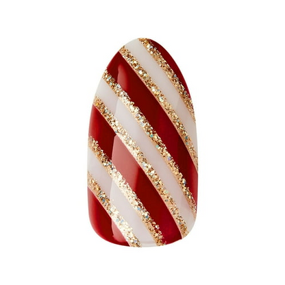 imPRESS Holiday Press-On Nails,White Night, Red, Medium Length, Almond Shape, 30 Ct.