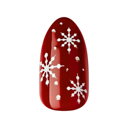 imPRESS Holiday Press-On Nails,White Night, Red, Medium Length, Almond Shape, 30 Ct.