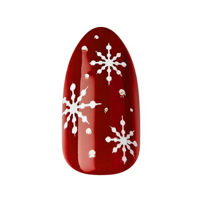 imPRESS Holiday Press-On Nails,White Night, Red, Medium Length, Almond Shape, 30 Ct.