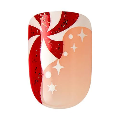 imPRESS imPRESS Design Press-On Nails, Adorabell, Red, Short Size, Squoval Shape, 30 Nails, Prep Pad, Instructions Sheet, 1 Manicure Stick, 1 Mini File