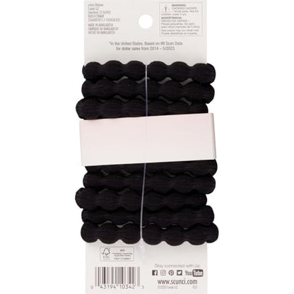 Scunci Thick Hair Elastics – 10-Count, Black, No-Damage, Extra Strong Hold, Beaded Hair Ties for All-Day Wear, Stretchy & Durable, Secure Ponytails & Buns for Thick, Curly, or Textured Hair