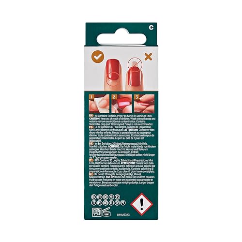 imPRESS imPRESS Design Press-On Nails, Santamental, Green, Short Size, Squoval Shape, 30 Nails, Prep Pad, Instructions Sheet, 1 Manicure Stick, 1 Mini File