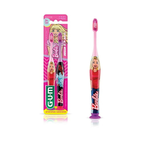 GUM Barbie Ultra Soft Training Toothbrush - Pack of 2 Brushes - For Ages 3+