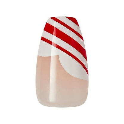 imPRESS Holiday Press-On Nails, Heartfelt, White, Medium Length, Coffin Shape, 30 Ct.