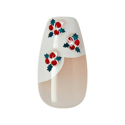 imPRESS Holiday Press-On Nails, Heartfelt, White, Medium Length, Coffin Shape, 30 Ct.