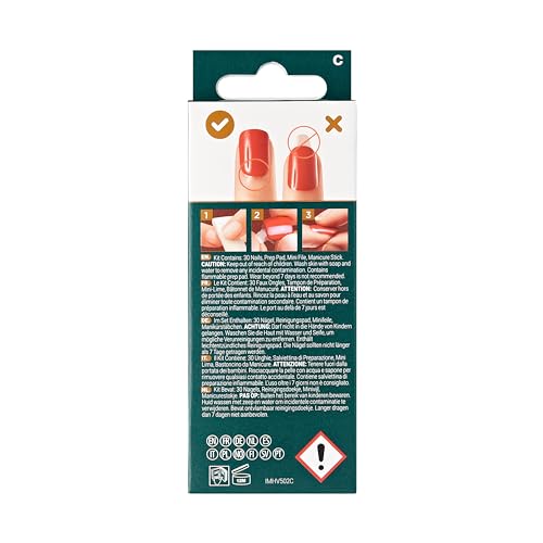 imPRESS imPRESS Design Press-On Nails, Jolly Holiday, Neutral, Short Size, Squoval Shape, 30 Nails, Prep Pad, Instructions Sheet, 1 Manicure Stick, 1 Mini File