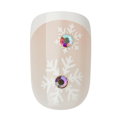 imPRESS imPRESS Design Press-On Nails, Jolly Holiday, Neutral, Short Size, Squoval Shape, 30 Nails, Prep Pad, Instructions Sheet, 1 Manicure Stick, 1 Mini File