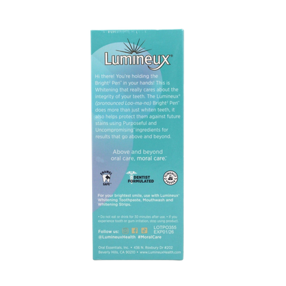 Lumineux 2-in-1 Whitening Pen (1 Pack) Enamel Safe and Clinically Proven to Whiten Without The Sensitivity - Removes Coffee, Tea, and Smoking Stains