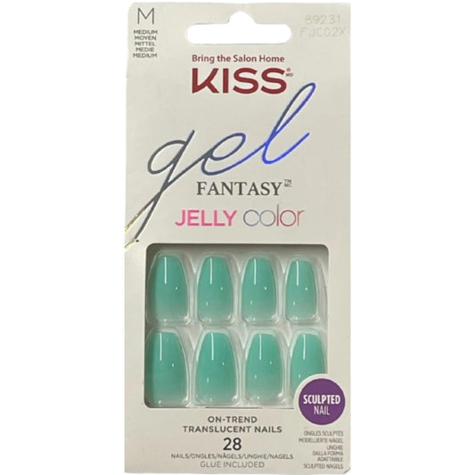 Kiss Gel Fantasy Ready Jelly Color, 28 Nails, Medium Size FJC02X