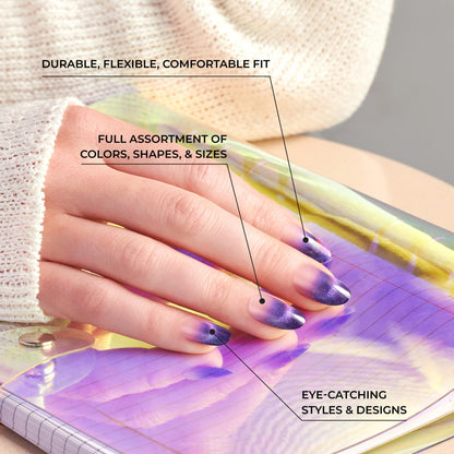 KISS Voguish Fantasy, Press On Nails, Nail glue included, Long Size, Includes 28 Nails, 2g glue, 1 Manicure Stick, 1 Mini File KVF04