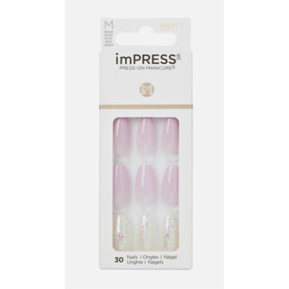 KISS imPRESS No Glue Mani 30 Pcs Press On Nails, Light Neutral, New Life, Medium Size, Coffin Shape, Simple Peel & Press Easy Apply, Hassel-Free Removal, Essential Tools Included