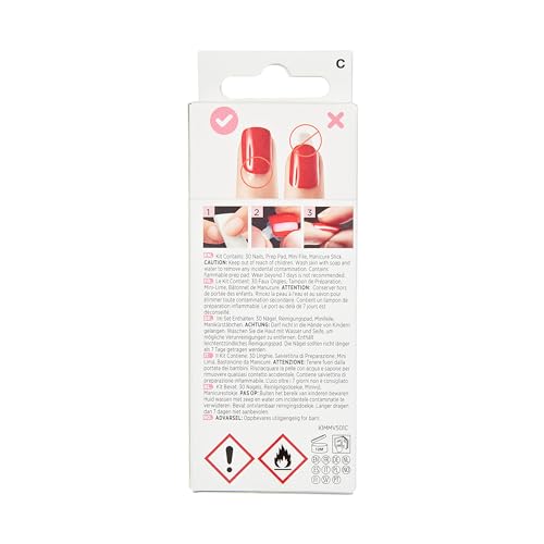 KISS imPRESS No Glue Mani 30 Pcs Press On Nails, Black, Medium Size, Coffin Shape, Simple Peel & Press Easy Apply, Hassel-Free Removal, Essential Tools Included