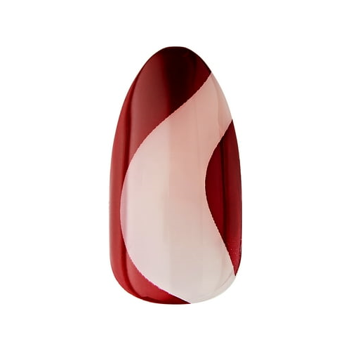 KISS imPRESS 'Vision' Press-On Nails, Deep Red, Medium Length, Almond Shape, 30 Ct.