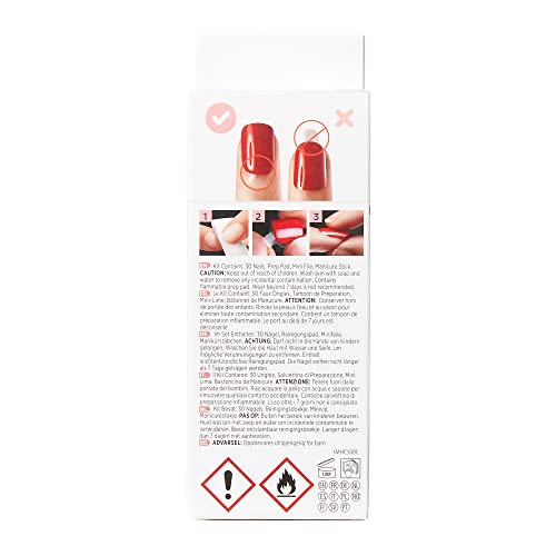 KISS imPRESS Limited Edition Holiday Press-On Nails, Short Size Square Fake Nails, with Prep Pad, Mini Nail File, Cuticle Stick, & 30 False Nails