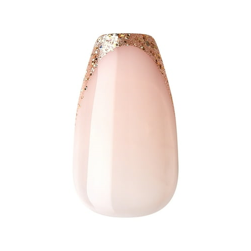KISS imPRESS 'Playback' Press-On Nails, Gold, Medium Length, Coffin Shape, 30 Ct.