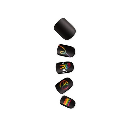 KISS imPRESS No Glue Needed Press On Nails, Design, loveislove, Black, Short Wider Squoval, 30 Count