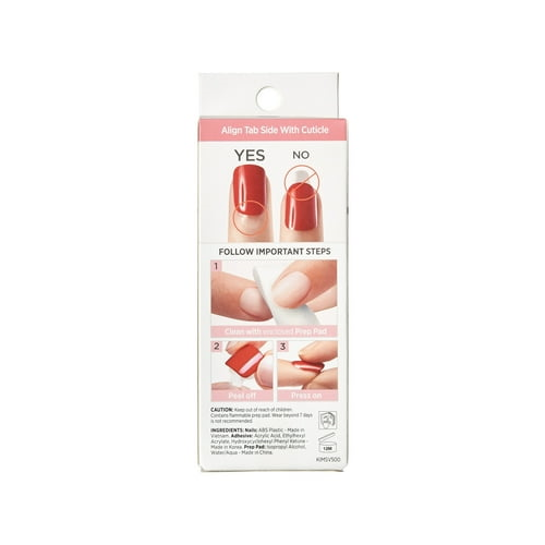 KISS imPRESS Press on Nails, Adore You, Red, Short Squoval, 30 Count