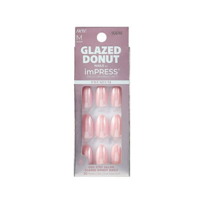 imPRESS Glazed Donut Press-On Nails, No Glue Needed, Pink, Medium Almond Shape, 30 Ct.