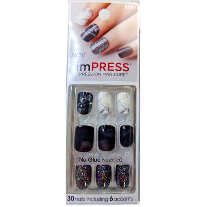 KISS imPRESS No Glue Mani 36 Pcs Press On Nails, Simple Peel & Press Easy Apply, Hassel-Free Removal, Essential Tools Included
