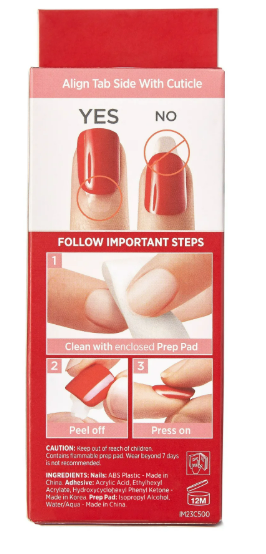 KISS imPRESS No Glue Mani 30 Pcs Press On Nails, Light Neutral, Short Size, "Product Red" Simple Peel & Press Easy Apply, Hassel-Free Removal, Essential Tools Included