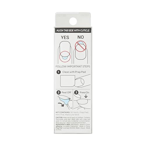 KISS imPRESS Color Press-On Nails Polish-Free Manicure Set, ‘Frosting’, 30 Chip-Proof, Smudge-Proof Fake Nails