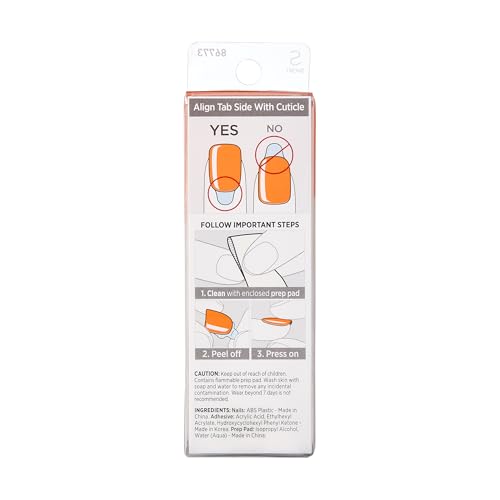 KISS imPRESS Color Press-On Nails Polish-Free Manicure Set, ‘Sweet Mango’, 30 Chip-Proof, Smudge-Proof Fake Nails