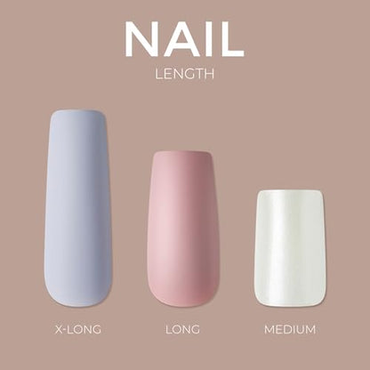 KISS Gel Fantasy, Press On Nails, Nail glue included, 'True Color', White, Long Size, Coffin Shape, Includes 28 Nails, 2g glue, 1 Manicure Stick, 1 Mini File