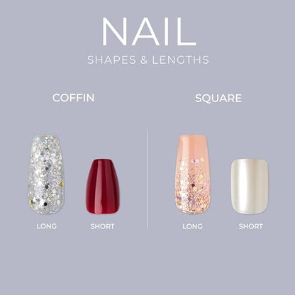 KISS Gel Fantasy Press On Nails, Nail glue included, 'Bookworm', Off White, Short Lenth, Almond Shape, Includes 28 Nails, 2g Glue, 1 Manicure Stick, 1 Mini File, 1 Adhesive Tab