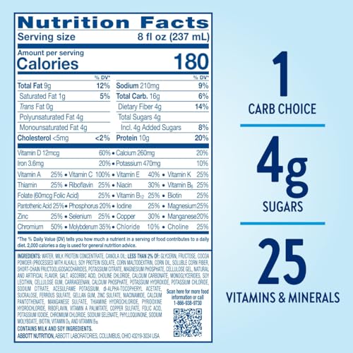 Glucerna Original Nutritional Shake, Diabetic Drink to Support Blood Sugar Management, 10g Protein, 180 Calories, Rich Chocolate, 8-fl-oz Bottle, 6 Count