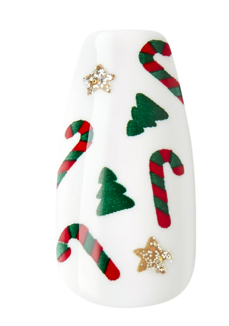 KISS Special Design Limited Edition, Medium Size, Holiday Fake Nails, Holly Jolly, 28 Pieces